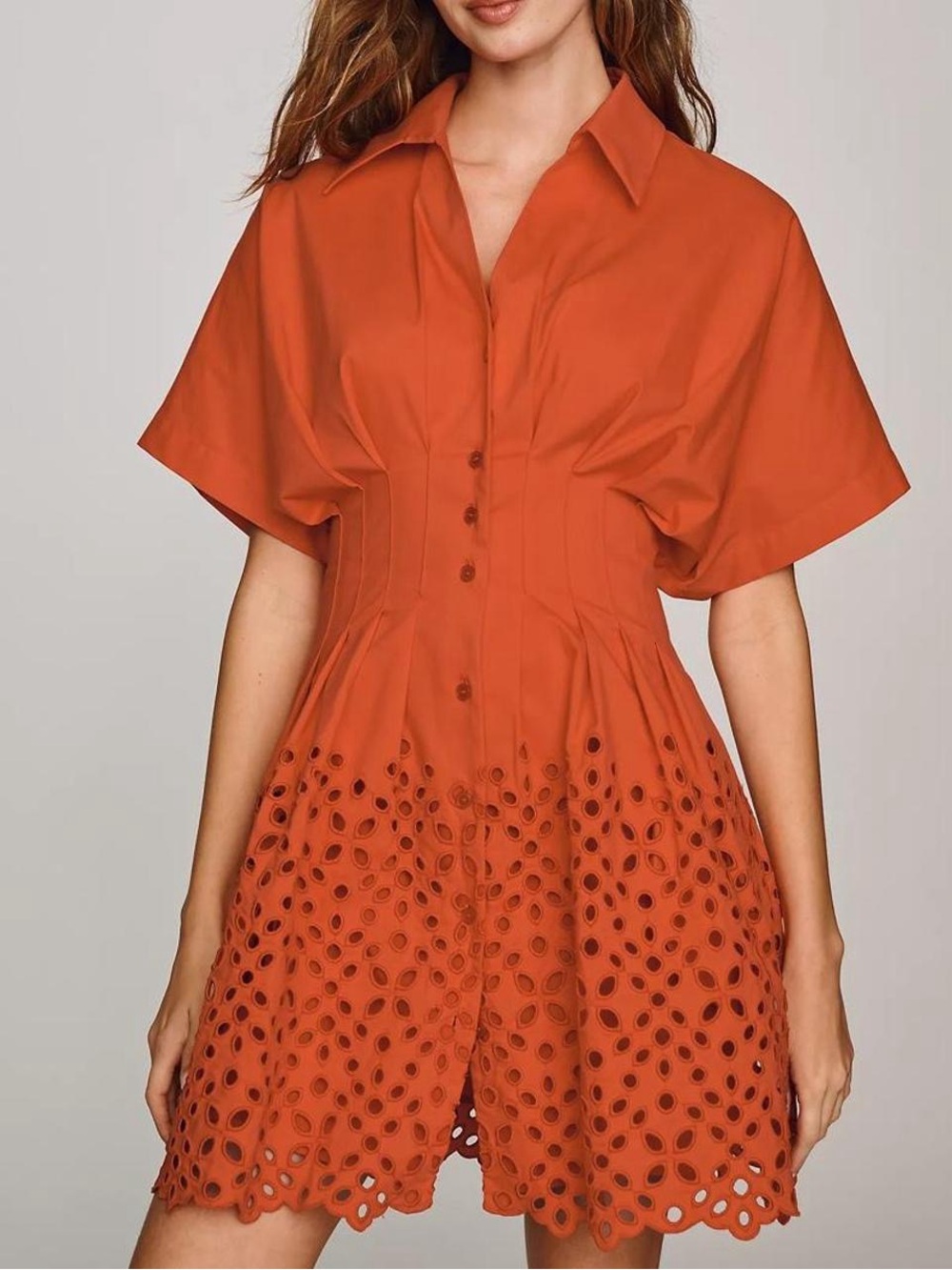 NWT ANTHROPOLOGIE Tobie Eyelet Mini Shirtdress by Exquise